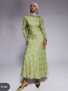 Olive Green Long Sleeve Midi Dress